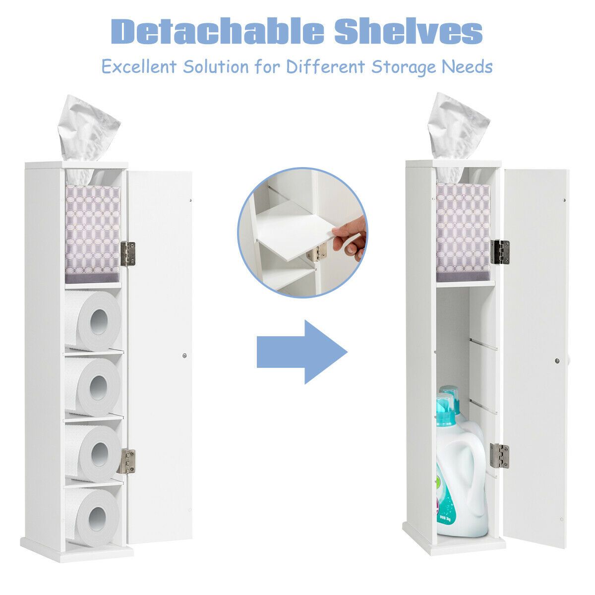 Compact Freestanding Toilet Paper Holder, Towel Storage